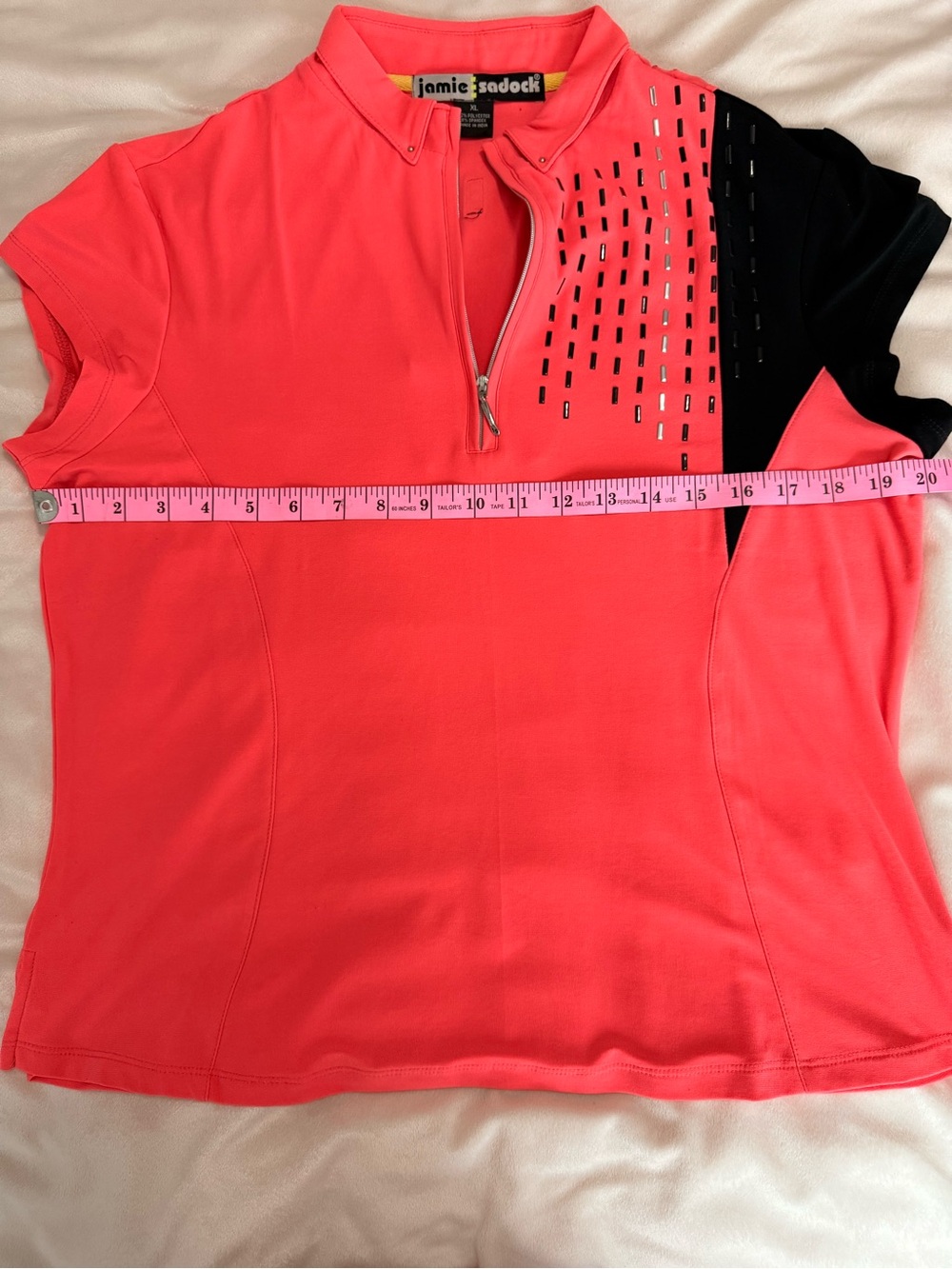 Jamie Sadock Women's Coral and Black Short Sleeve Golf Polo Size XL - Picture 7 of 8